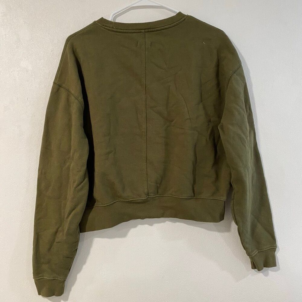 Pilcro Local Bands Only Graphic Sweatshirt Olive Green Cropped Size S - Picture 3 of 9